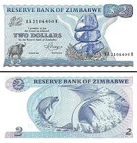 *2 Doláre Zimbabwe 1983, P1b UNC - Kliknutím na obrázok zatvorte -